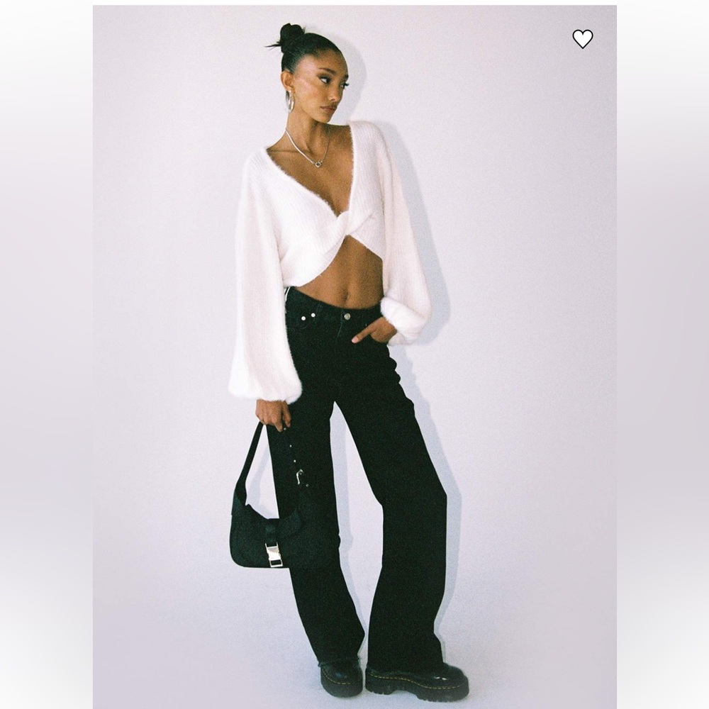 Princess Polly White Knit Cropped Sweater